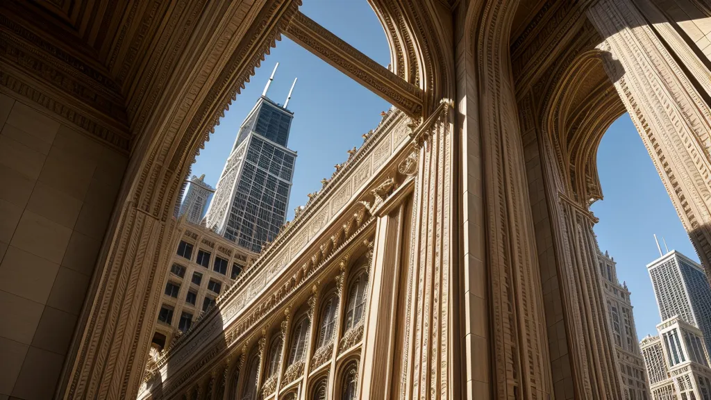 Architecture view from the top deck of a Big Bus in Chicago