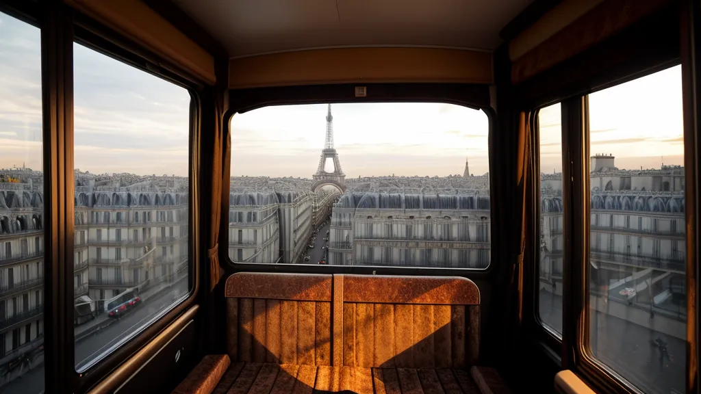 Eye-level view of a classic Parisian Haussmann balcony shot from a tour bus