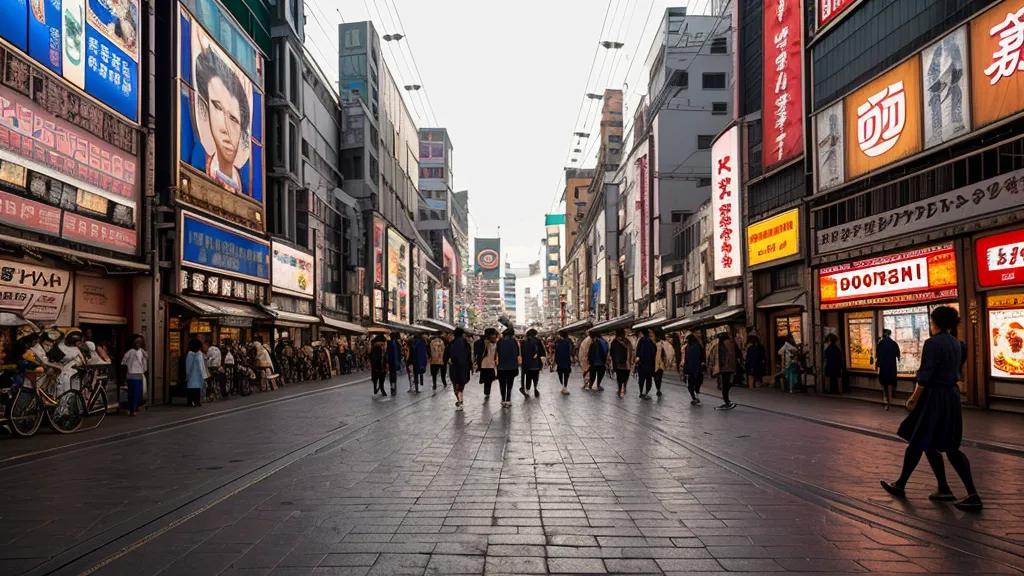 A professional camera setup on a tripod amidst the neon lights of Dotonbori.