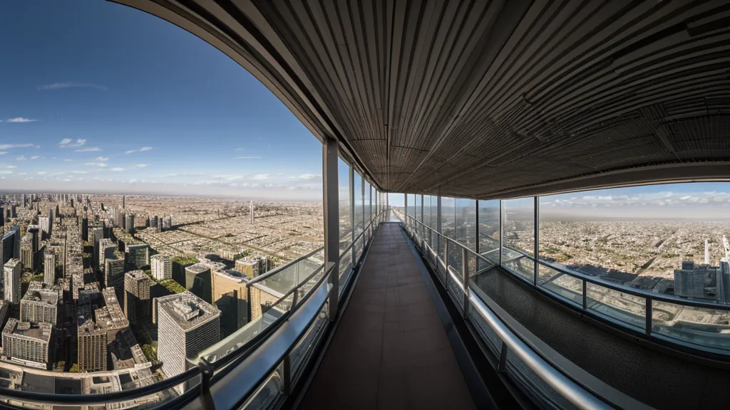 Aerial view of Dubai skyscrapers and their long shadows from the Burj Khalifa